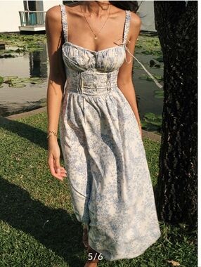 Commense Sapphire Garden Floral Cami Midi Dress Sz XL NWT